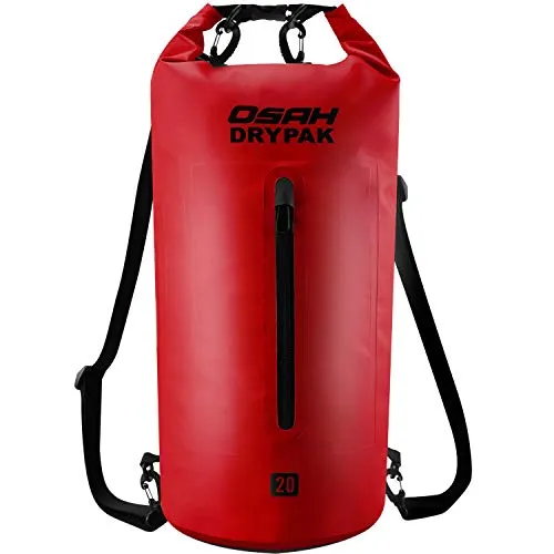 Borse Impermeabile Sacca Dry Bag 5L 10L 15L 20L 30L con Tracolla Regolabile per Spiaggia Sport d'Acqua Trekking Kayak Canoa Pesca Rafting Nuoto Campeggio (Rosso, 5L)