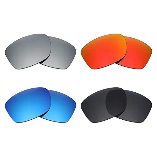 Mry 4 paia lenti polarizzate di ricambio per Oakley Jupiter Squared sunglasses-stealth nero/rosso fuoco/Ice Blue/Silver Titanium