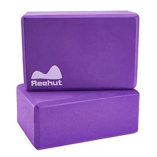 REEHUT Blocco Yoga, Mattoni Block Yoga in Schiuma Eva ad Alta densità, Ecologico e Leggero, Anti-umidità e Senza Odore, Ideale per Yoga, Pilates e Stretching ECC (Viola scuro-2 pezzi)