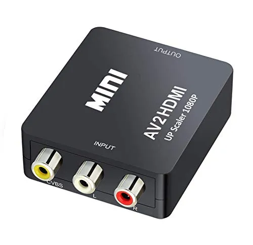 QGECEN Convertitore da RCA a HDMI, Adattatore RCA HDMI, Supporta PAL/NTSC con USB Cavo per PS2 Wii Xbox Gamecube N64 SNES VHS DVD