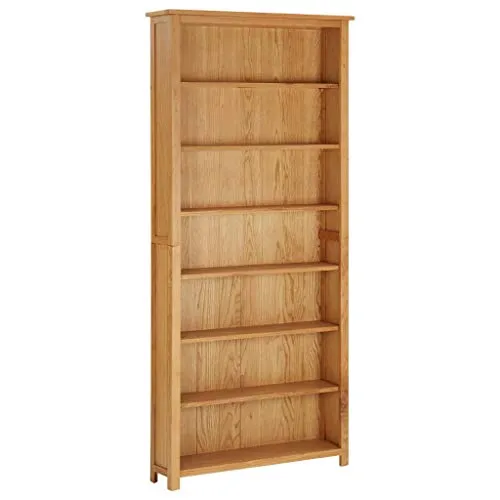 vidaXL Libreria a 6 scomparti, 90 × 22,5 × 200 cm, legno massello di quercia