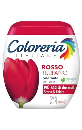 Coloreria Italiana Grey Colorante Tessuti e Vestiti in Lavatrice, Rosso Tulipano, 1 Confezione