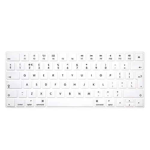 i-Buy Protezione per Tastiera Compatibile con Apple Magic Wireless, Ultrasottile Keyboard Protector Protective Skin, Tastiera Cover in Silicone [Layout Inglese UE]-Bianca