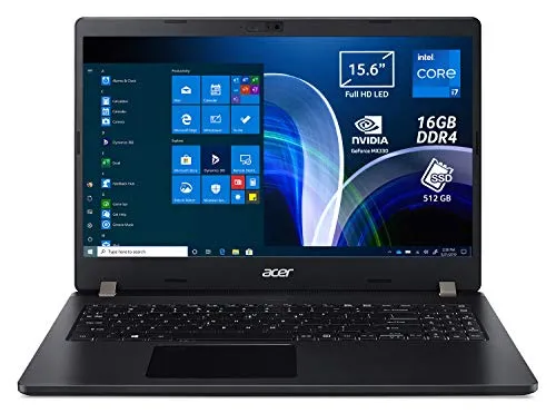 Acer TravelMate P2 TMP215-53G-74QN Pc Portatile, Notebook con Processore Intel Core i7-1165G7, Ram 16 GB DDR4, 512 GB PCIe NVMe SSD, Display 15.6" FHD, NVIDIA GeForce MX330 2 GB GDDR5, Windows 10 Pro