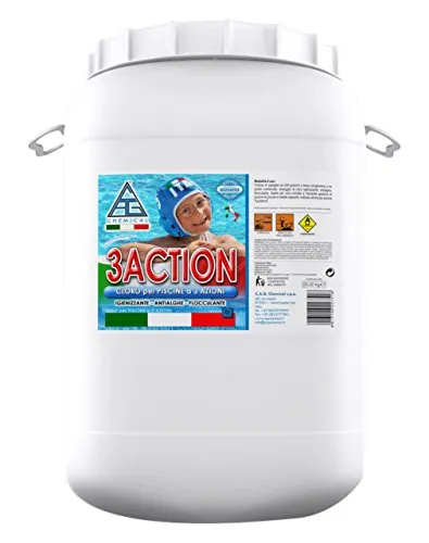 C.A.G Chemical 3A0250 3ACTION Cloro, Pastiglioni da 200 Grammi a Lento Scioglimento