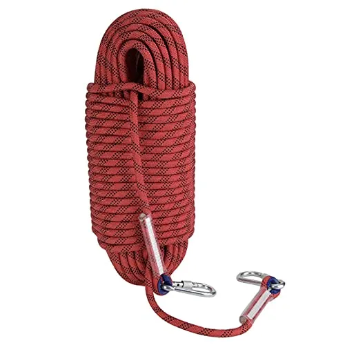 30m Corda di Fuga di Arrampicata su Roccia, Corda Rampicante con Diametro di 12 mm per Arrampicata All'aperto Alpinismo(Rosso)