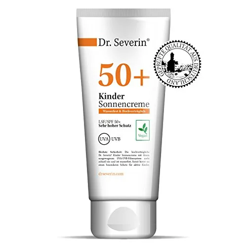 Dr. Severin® crema solare per bambini 50+ | LSF SPF 50+ Altissima protezione | Adatto anche per pelli sensibili dei bebè | Vegan
