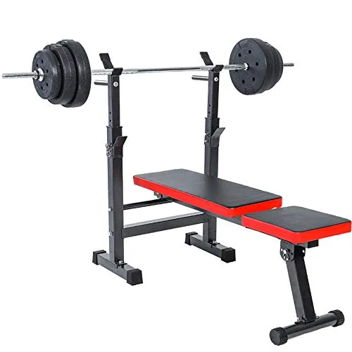 ChengBeautiful Panca Pesi Panca Stazione di Piegatura Heavy Duty Training Gym Sit Up Bilanciere Fitness Completo del Corpo per La Palestra di Casa (Color : Red, Size : 120x58.4x105cm)