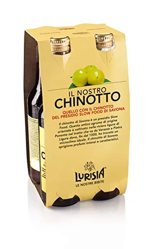 Lurisia Il Nostro Chinotto – 4 Bottiglie in Vetro 100% Riciclabile da 275ml, Bevanda Analcolica con il Chinotto del Presidio Slow Food di Savona, Gusto Dissetante