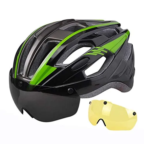 GYM Bike Helmet Leggera Casco da Bicicletta for Gli Uomini di Montagna delle Donne & Strada della Bicicletta caschi di Misura Adattabile for Adulti in Bicicletta Caschi Staccabili Goggles magnetici