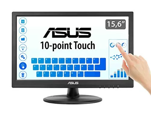 ASUS VT168N 15.6" Monitor, 1366 x 768, TN, 10-point Touch Monitor, Flicker Free, Filtro Luce Blu, Certificazione TUV