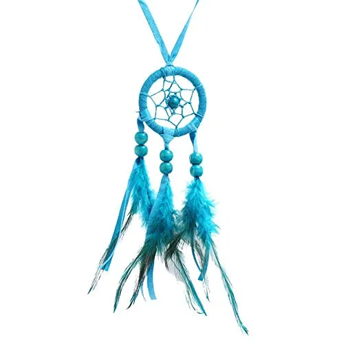 Root of all evil Colorful Decorativa Collana Dreamnet Bohemian Feather Wind Bell Girl,Blu