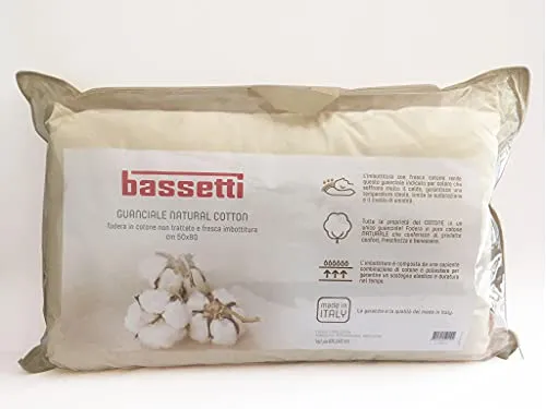 Bassetti Guanciale Natural Cotton Cuscino Made in Italy Puro Cotone Naturale Non trattato 50x80 cm