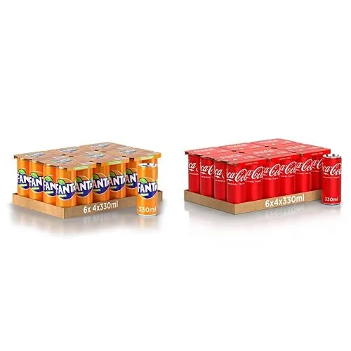 Fanta Original Gusto di Arancia – 24 Lattine da 330 ml, con Succo di Arance Italiane, Bevanda Analcolica Frizzante+Coca-Cola Original Taste – Tutto il Gusto Originale di Coca-Cola, Bevanda Analcolica