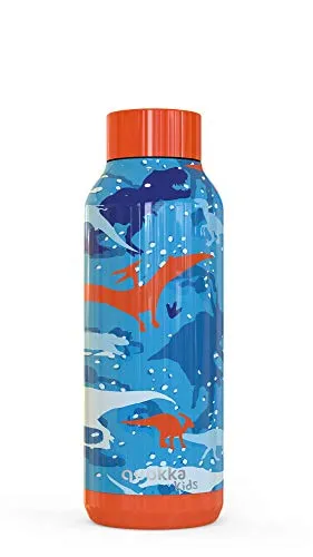 Quokka Kids Solid - Dinosaur 510 ML | Bottiglia d'Acqua Thermo - Acciaio Inox