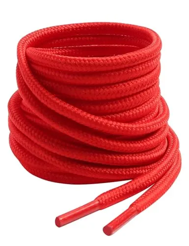 VSUDO 120 cm Lacci Rosso Rotondi per Scarponi/Stivali, Stringhe ø4 mm per Scarpe da Passeggio, Red Boots Lace, Lacci Rosso per Scarpe da Lavoro/Escursionismo/Sicurezza/Trekking (2 Paia-Rosso-120cm)