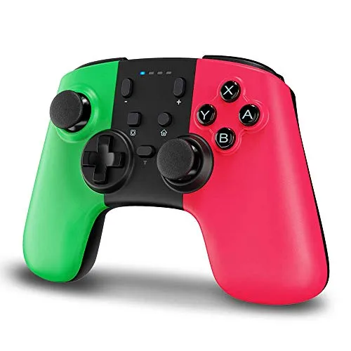 STOGA Controller per Nintendo Switch, Bluetooth Wireless Switch Pro Controller con batteria ricaricabile, Gamepad Joystick per switch con 6 assi Turbo Dual Shock Gyro (rosa e verde)