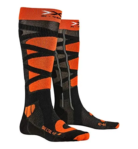 X-Socks Ski Control 4.0, Calzini Unisex-Adulto, Anthracite Melange/X-Orange, 39-41