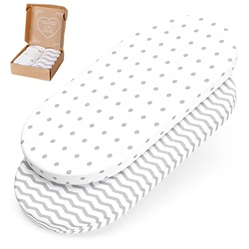 Lenzuolino carrozzina neonato mimaDu, lenzuolo navicella neonato, lenzuola per culla, coprimaterasso navicella neonato de cotone OEKO-TEX, 70x32, 70x35, 75x35 cm (Zig-zag e punti)