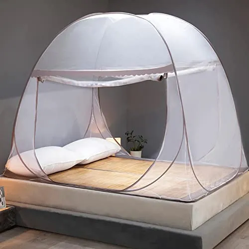 Zanzariera Portatile, zanzariera, zanzariera Pieghevole a Doppia Porta Tenda da Campeggio zanzariera Pop-up Letto Matrimoniale Doppia Porta con Cerniera Tenda Portatile zanzariera da Viaggio Uso Ind