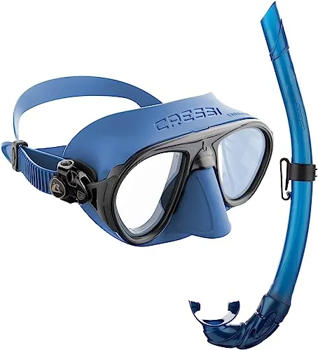 Cressi Combo Set Calibro & Corsica Maschera Sub Calibro e Snorkel Corsica, Unisex Adulto, Blu (Nery)/Blu (Nery), Taglia Unica