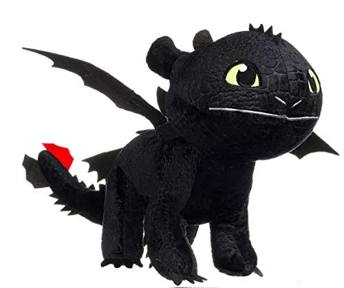 DreamWorks Animation Enorme PELUCHE XXL Dragons SDENTATO Furia Buia Dragone NERO Gigante 90cm Originale DRAGON TRAINER