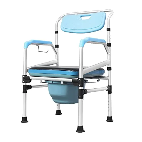 Froadp, sedia WC, mobile, con tavoletta sicura, sedia da comodino, regolabile in altezza, con schienale, sedia WC antiscivolo