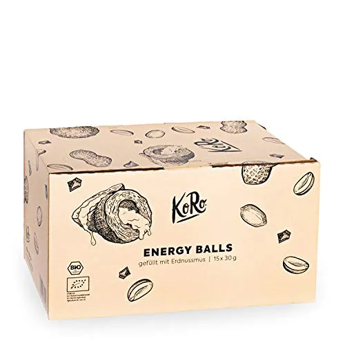 KoRo - Energy balls alle arachidi 15 x 30 g - Snack energetico con datteri e la nostra deliziosa crema di arachidi senza zuccheri aggiunti