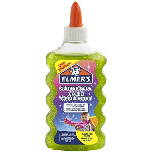 Elmer’s Colla Vinilica Glitterata, Lavabile e Adatta ai Bambini, Ottima per Realizzare Slime, Verde, 1 Pezzo