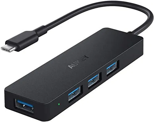 AUKEY Hub USB C 4 Porte USB 3.0 Adattatore USB C per MacBook PRO 2018/2017, iMac, Google Chromebook Pixel, dell XPS, ASUS ZenBook e Altri Dispositivi USB Type C