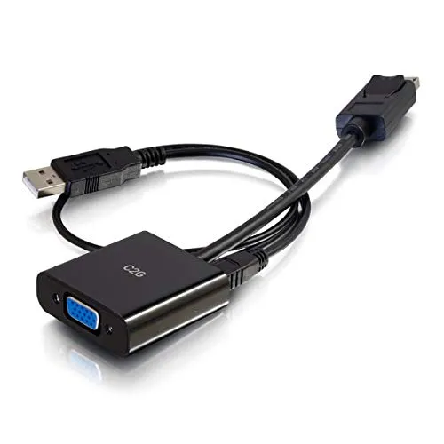 C2G Convertitore adattatore attivo da 20 cm DisplayPort maschio, 3,5 audio e USB a VGA femmina, compatibile con Apple Cinema Display, Microsoft, Dell, HP, Intel, ASUS, Alienware, Lenovo e altri