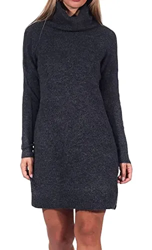 Only ONLJANA L/S COWLNCK Dress Wool Knt Noos Vestito, Grigio (Dark Grey Melange Dark Grey Melange), 44 (Taglia Produttore: Medium) Donna