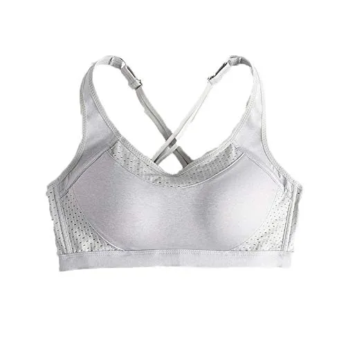 Intimo Sportivo New Cross Back Ventilation Sleep Ring-Free Bra Lingerie Women (L,Argento)