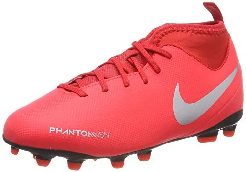 Nike JR Phantom VSN Club DF FG/MG, Scarpe da Calcio Unisex Bambini, Multicolore (Bright Crimson/Metallic Silver 600), 37.5 EU