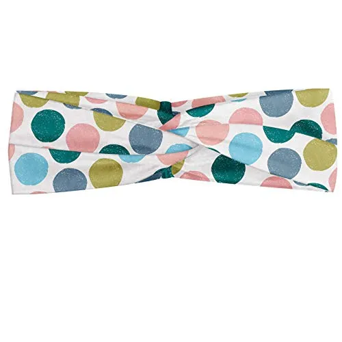 ABAKUHAUS Fascia per Capelli Astratto, Elastico e Morbido per Lo Sport e l'Uso Quotidiano per Donna, Pastello Big Polka Dots Art, Multicolore