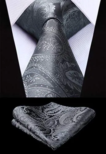 HISDERN uomini di colore solido tessuto broccato fazzoletto elegante cravatta floreale della & fazzoletto set