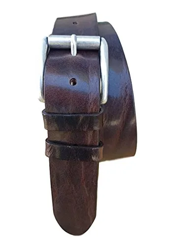ESPERANTO Cintura in cuoio di toro 4cm, bottalato e stropicciato (3 varianti colore) (TAGLIA 56-130 CM -GIROVITA 115 CM, moro)