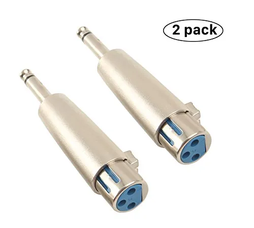 Devinal, adattatore professionale per microfono audio, da spina singola (6,35 mm) maschio a presa XLR femmina a 3 pin, connettore e convertitore per jack stereo (confezione da 2)