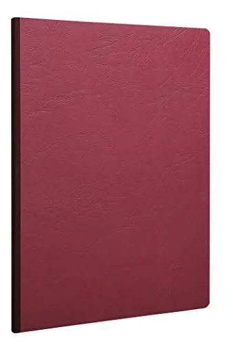 Clairefontaine - 791462C, Collezione Age Bag, Taccuino cucito con retro in tela rossa, formato A4, 21 x 29,7 cm, 192 pagine a righe, carta bianca da 90 g, copertina in carta lucida, grana cuoio