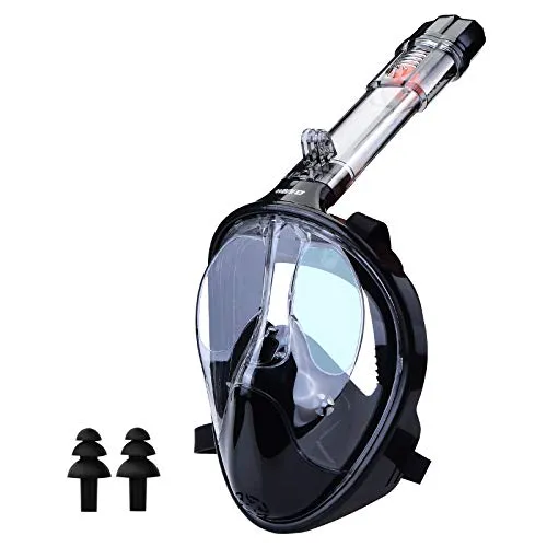 WANFEI Maschera Subacquea,Maschera Snorkeling con Visuale Panoramica 180° Design Pieno Facciale e Compatibile con Videocamere Sportive Maschera Anti-Appannamento Impermeabile Anti-Perdite