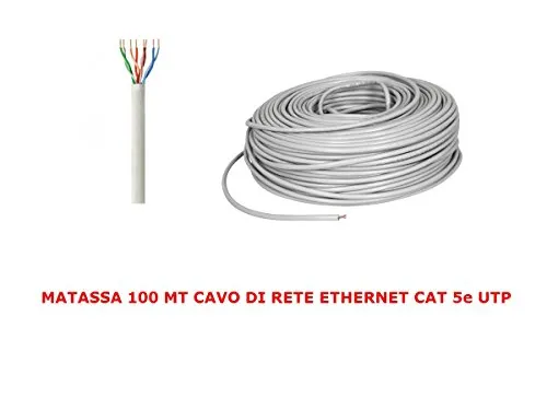 My smart shop MATASSA 100 MT Metri Cavo di Rete UTP Cat 5E LAN ETHERNET M Bobina 5 E Internet Router Access Point