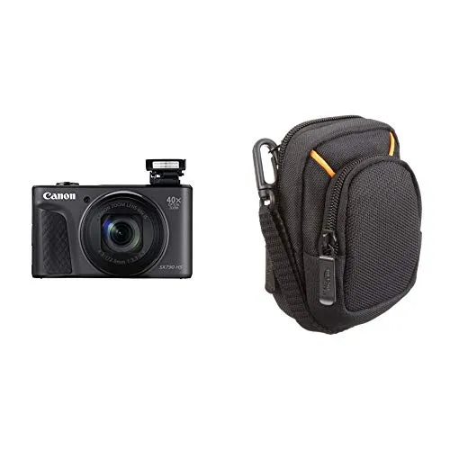 Canon PowerShot SX730 HS Fotocamera Digitale Compatta, Nero & AmazonBasics - Custodia per fotocamera compatta, misura media