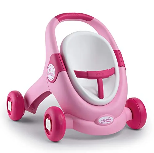 Smoby- Minikiss 3 in 1-Passeggino per Bambole, per Bambini dai 12 Mesi Colore: Rosa, 210205