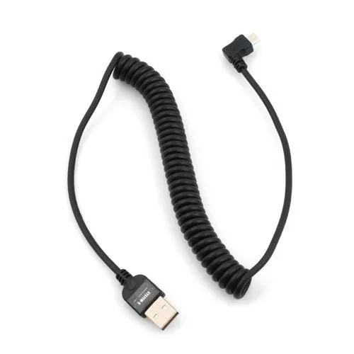 SYSTEM-S Micro USB Cavo Dati Ricarica 90 ° angolato Cavo spiralato 50 – 135 cm