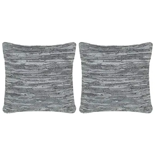 vidaXL 2X Cuscini Chindi Eleganti con Cerniera Lampo Invisibile Artigianali Guanciali Decorativi Arredi Casa Grigi 45x45cm in Pelle e Cotone