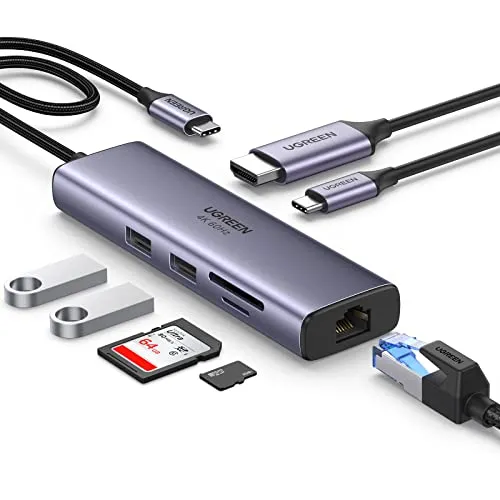 UGREEN Revodok Hub USB C HDMI 4K 60Hz Ethernet Gigabit 100W PD Lettore Schede SD/TF USB 3.0 Docking Station USB C Compatibile con Steam Deck, MacBook Air Pro 2023 M2 M1, iPad Air Pro, Galaxy S23 S22