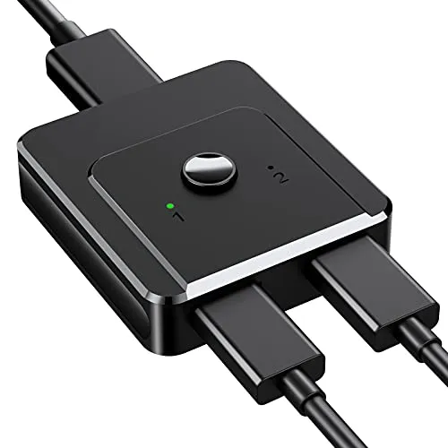 HDMI Switch 4K HDMI Splitter Bidirektionaler 2 in 1 Out oder 1 In 2 Manueller HDMI Verteiler Umschalter Unterstützt HD 3D 1080P, HDCP HDMI Switcher für HDTV/Xbox/PS3/PS4/Blu-Ray/DVD/DVR