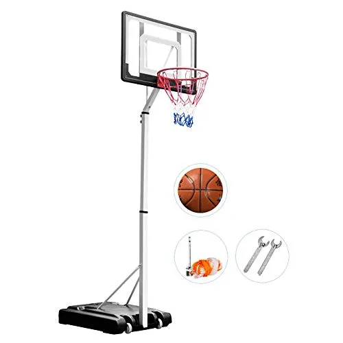 WOOCF Rete for canestro da Pallacanestro Portatile con Ruote Sistema di obiettivi for canestro da Esterno for Interni Supporto da 30 Pollici for palo da Basket Regolabile in Altezza e Set da Telaio