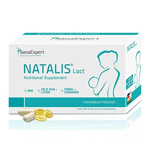 Natalis Lact, Integratore Allattamento Con DHA, Acido Folico, Finocchio E Fieno Greco,Vitamine Donna, Ingredienti Naturali, 90 Capsule - Sanaexpert