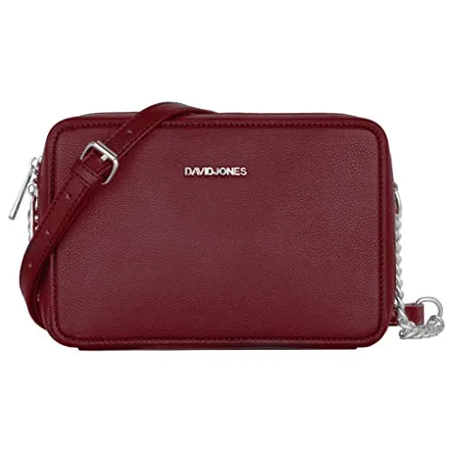 David Jones - Borsa a Tracolla Quadrata Piccola Donna - Borsa a Spalla Catena Crossbody Messenger Bag - Borsetta PU Pelle - Borsa Mano Mini Sera Clutch Pochette Elegante Moda Borsello - Bordeaux Rosso